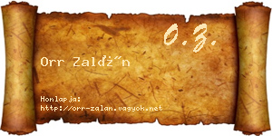Orr Zalán névjegykártya